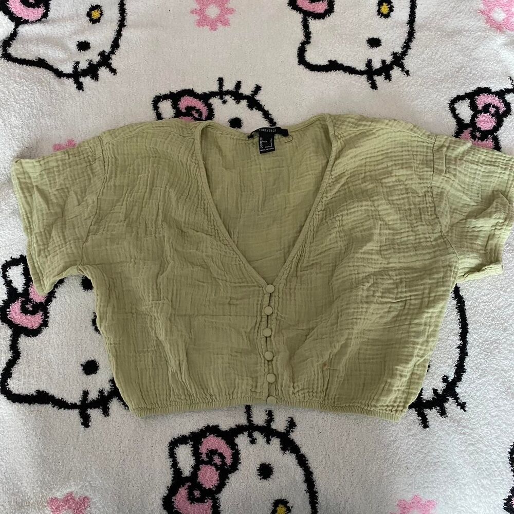 Forever-21 Women's Green Crop-top